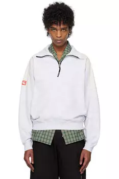 Серо-бежевая толстовка с застежкой-молнией на половину длины Kijun