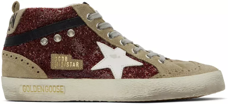 Серо-бордовые кроссовки Golden Goose Mid Star