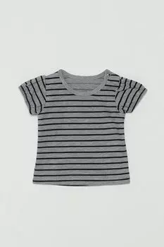 Серо-черная полосатая футболка для маленьких девочек JackandRoy