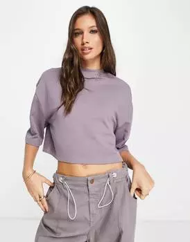 Серо-фиолетовый укороченный свитер свободного кроя с короткими рукавами ASOS DESIGN