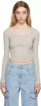 Серо-коричневая футболка с длинным рукавом Ridley AGOLDE