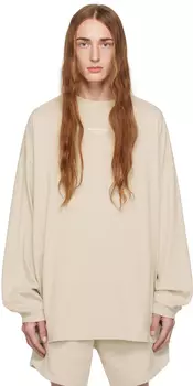 Серо-коричневая футболка с длинными рукавами и круглым вырезом Fear of God ESSENTIALS