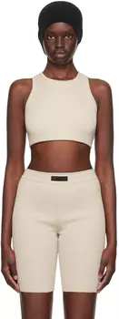 Серо-коричневая майка с нашивками Fear of God ESSENTIALS