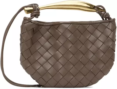 Серо-коричневая мини-сумка сардинами Bottega Veneta