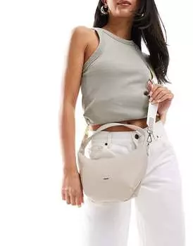 Серо-коричневая сумка через плечо PASQ – в форме полумесяца со съемным ремнем через плечо