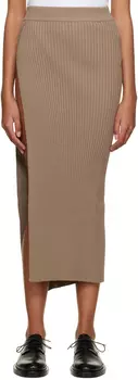 Серо-коричневая юбка-миди с разрезом Olnich