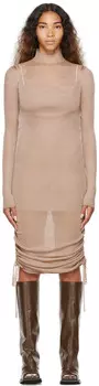 Серо-коричневое мини-платье с драпировкой Dion Lee