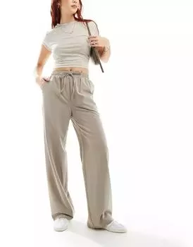 Серо-коричневые брюки без застежки в тонкую полоску Reclaimed Vintage