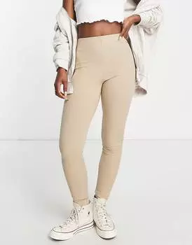 Серо-коричневые легинсы скинни в рубчик Topshop