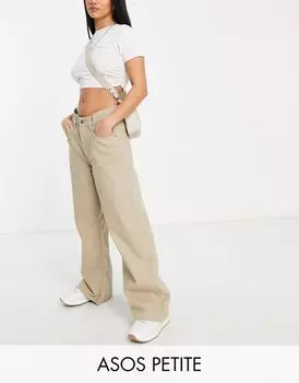 Серо-коричневые широкие брюки для папы ASOS DESIGN Petite ASOS