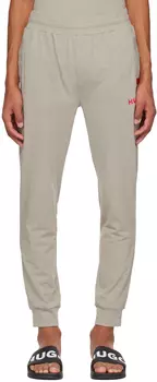 Серо-коричневые спортивные брюки с принтом Hugo