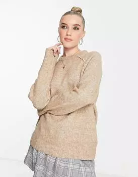 Серо-коричневый джемпер оверсайз с круглым вырезом ASOS DESIGN