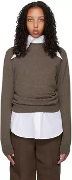 Серо-коричневый кашемировый свитер Laris The Row
