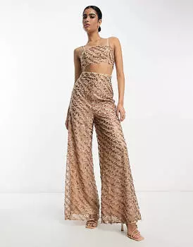 Серо-коричневый комбинезон с пайетками ASOS DESIGN 2 в 1