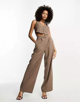 Серо-коричневый комбинезон с жилетом 2 в 1 ASOS DESIGN