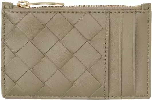 Серо-коричневый визитница на молнии Bottega Veneta