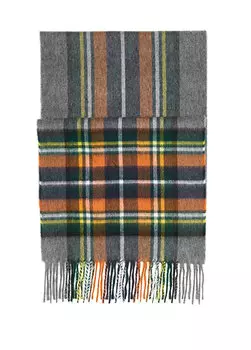 Серо-красный кашемировый шарф в клетку с узором Begg&Co