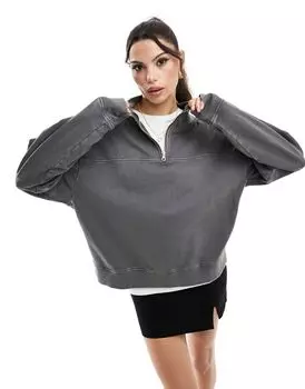 Серо-серый свитшот на молнии ASOS DESIGN