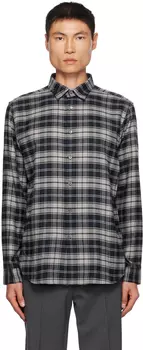 Серо-темно-синяя рубашка Theory Irving