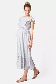 Серо-зеленое платье миди для беременных и кормящих женщин Seraphine, зеленый