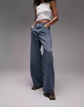 Серо-зеленые джинсы-бойфренды Topshop с низкой посадкой