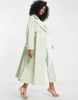 Серо-зеленый тренч с галстуком ASOS EDITION