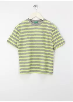 Серо-желтая мужская футболка 33ZLC10HK Benetton, серый/желтый