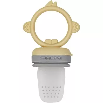 Серо-желтая силиконовая зубная щетка для младенцев и детей 6 мес.+ Minikoioi