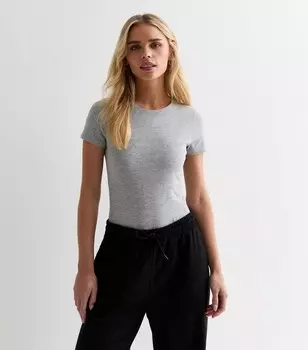 Серое боди Petite с круглым вырезом New Look, серый