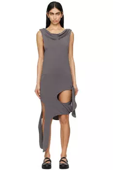 Серое деконструированное мини-платье OPEN YY