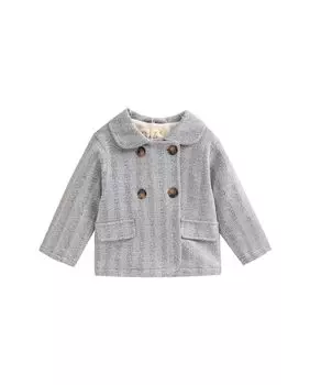 Серое детское пальто с принтом «елочка» Dadati, серый