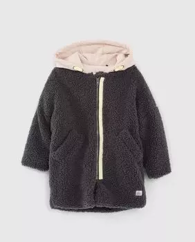 Серое девичье пальто с капюшоном IKKS, серый