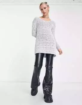 Серое фактурное трикотажное мини-платье Weekday Melany