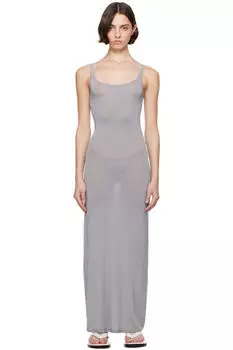Серое легкое платье-макси без рукавов CDLP