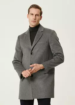 Серое меланжевое кашемировое пальто Network