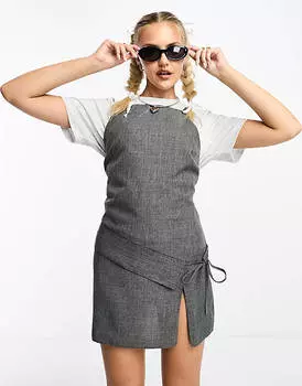 Серое мини-платье мини с бретелями на спине ASOS DESIGN