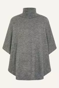 Серое мягкое вязаное пончо Accessorize, серый
