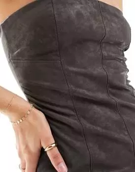 Серое облегающее платье мидакси из искусственной замши Bershka