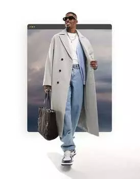 Серое пальто оверсайз из смесовой шерсти ASOS DESIGN