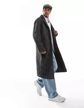 Серое пальто с эффектом матовой шерсти ASOS DESIGN