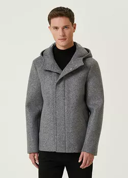 Серое пальто с капюшоном Beymen