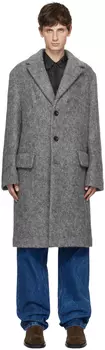 Серое пальто с зубчатыми лацканами Dries Van Noten
