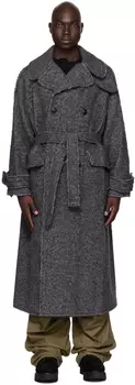 Серое пальто в стиле милитари Jumbo R13