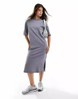 Серое платье-футболка оверсайз миди Pimkie