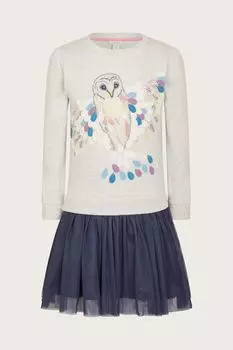 Серое платье из коллаборации WWF-UK Owl Monsoon, серый
