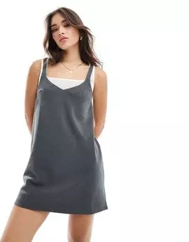 Серое платье-комбинация 2-в-1 ASOS DESIGN