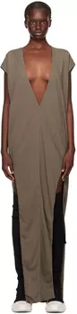 Серое платье макси Rick Owens DRKSHDW со стрелками