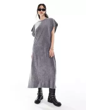 Серое платье макси в стиле футболки Noisy May
