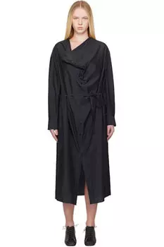 Серое платье миди с мягким воротником LEMAIRE