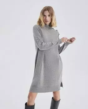 Серое платье с длинными рукавами IKKS, серый